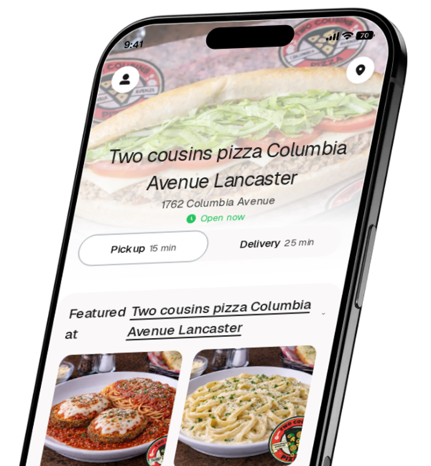 Two cousins pizza Columbia Avenue Lancaster app preview