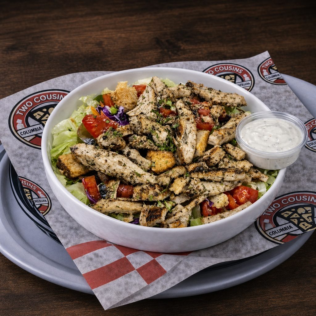 Grilled Chicken Salad & Drink.