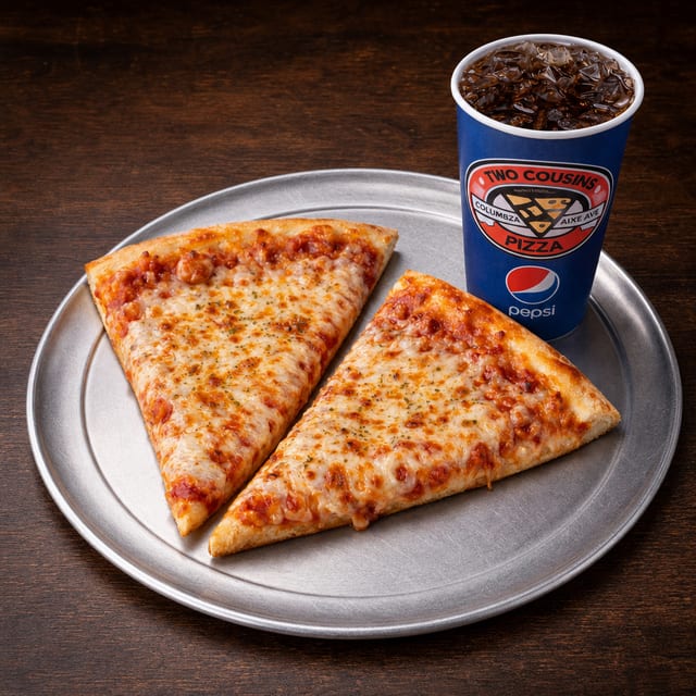 2 Slices Plain & Fountain Drink.
